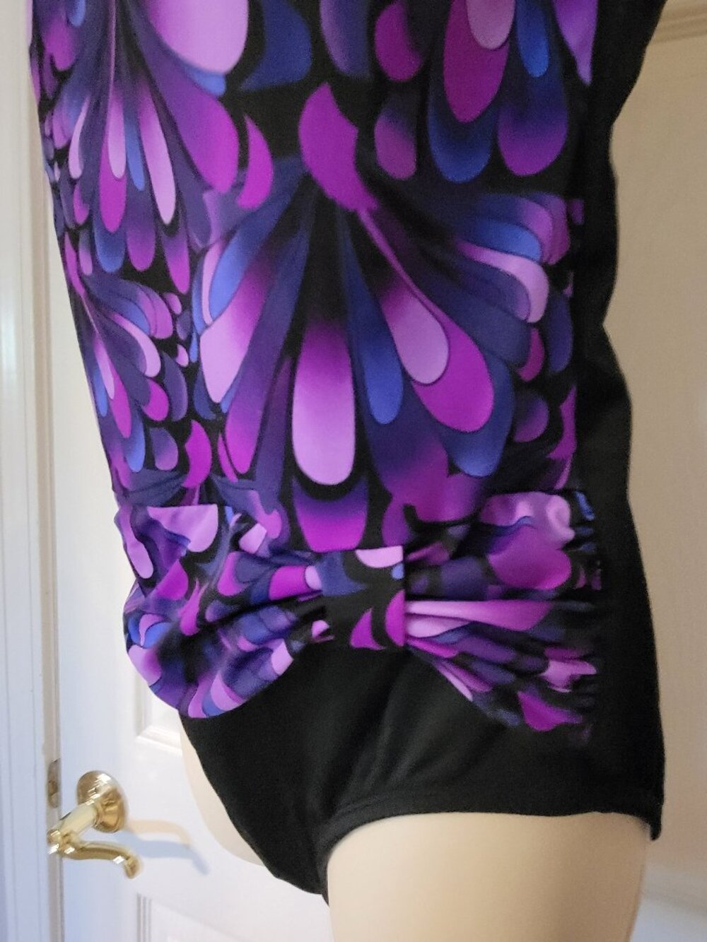 Longitude Robby Len womens purple floral SWIMSUIT sz. 14 - Picture 4 of 6